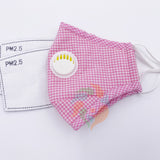 [10 PACK] Pink Plaid Cotton Face Mask with Valve + Filters