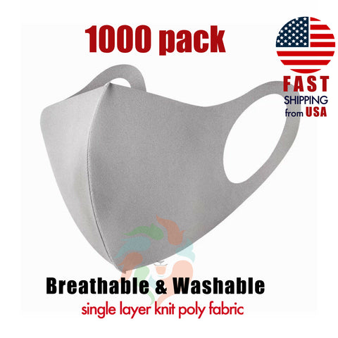 [500 PACK] Black Washable One Layer Fabric Mask