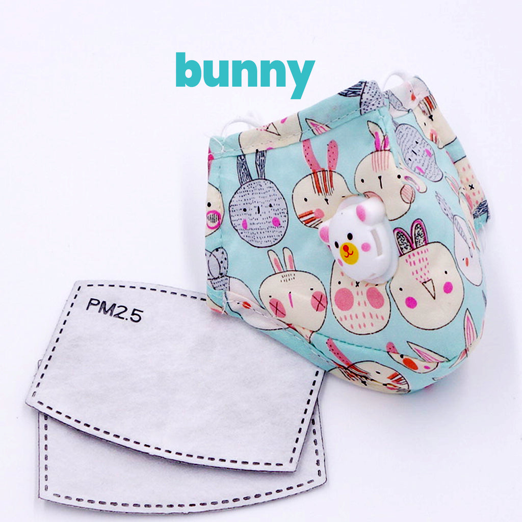 [10 BAG] Bunnies Kids Cotton Valve Mask