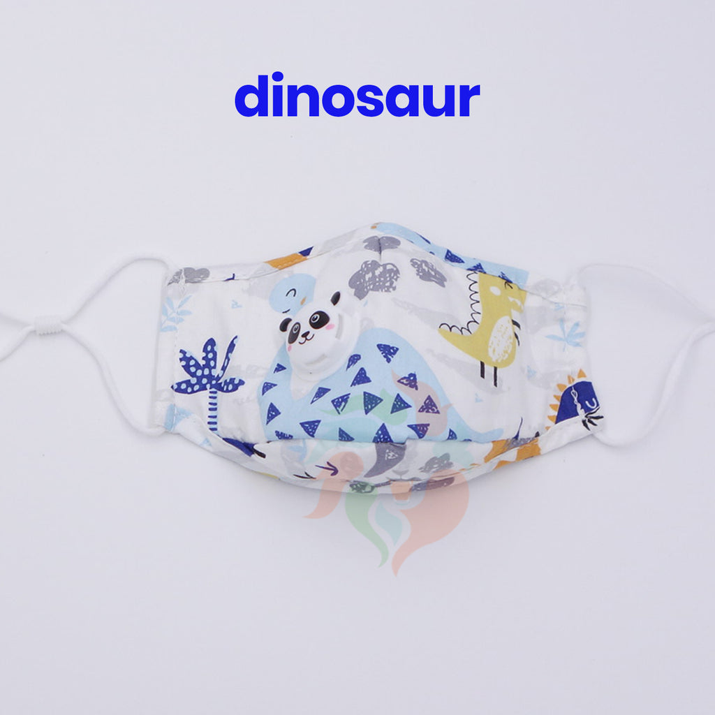 [50 BAG] Dinosaur Dino Kids Cotton Valve Mask