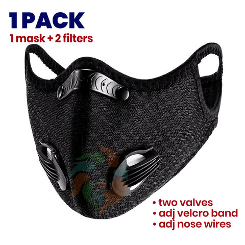 [3 PACK] Redc Plaid Cotton 3 Layer Mask with Valve + 2 Filters