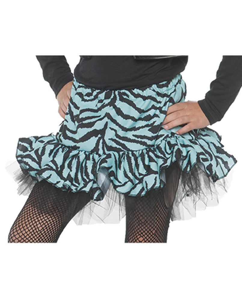 80s Zebra Girls Child Blue Costume Skirt