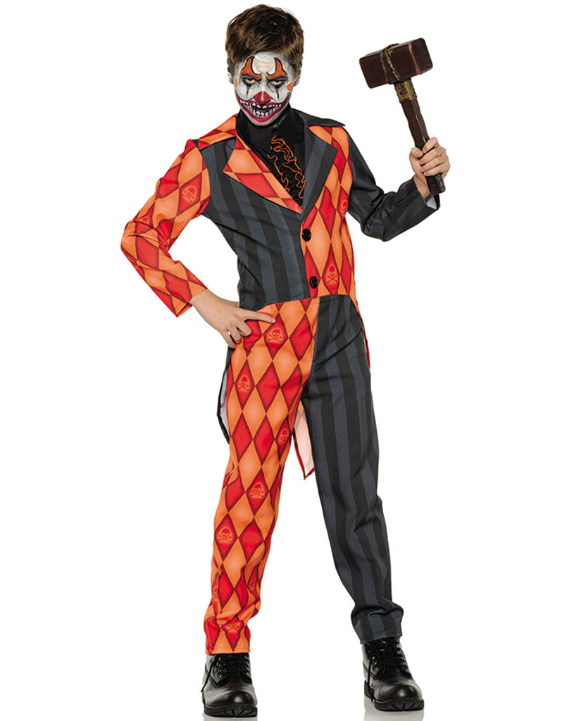 Evil Clown Tuxedo Boys Orange Black Halloween Costume-S
