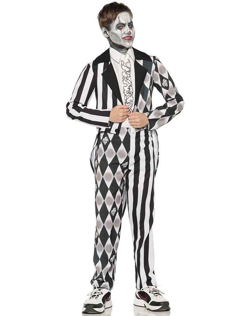 Sinister Clown Tuxedo Boys Scary Halloween Costume