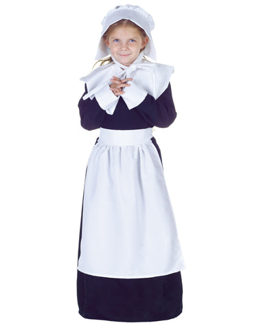 Pilgrim Girls Child White Apron And Cap