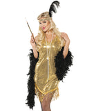 Gold Swingin Flapper Dress 20's Halloween Costume-XL