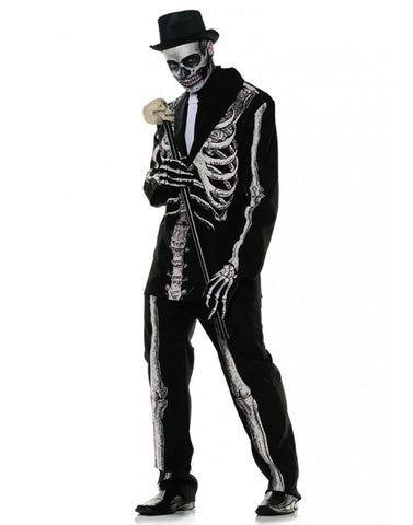 Black Adult Hooded Skeleton Cape