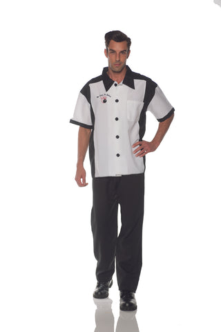 Black White Stripped Pirate Adult Costume Shirt