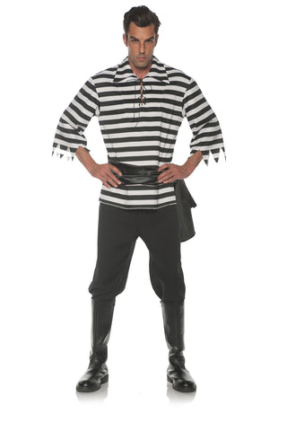 Blue Striped Mens Adult Pirate Costume