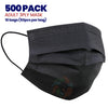 [500 PACK] BLACK 3ply Disposable Adult Mask