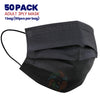 [50 PACK] BLACK 3ply Disposable Adult Mask