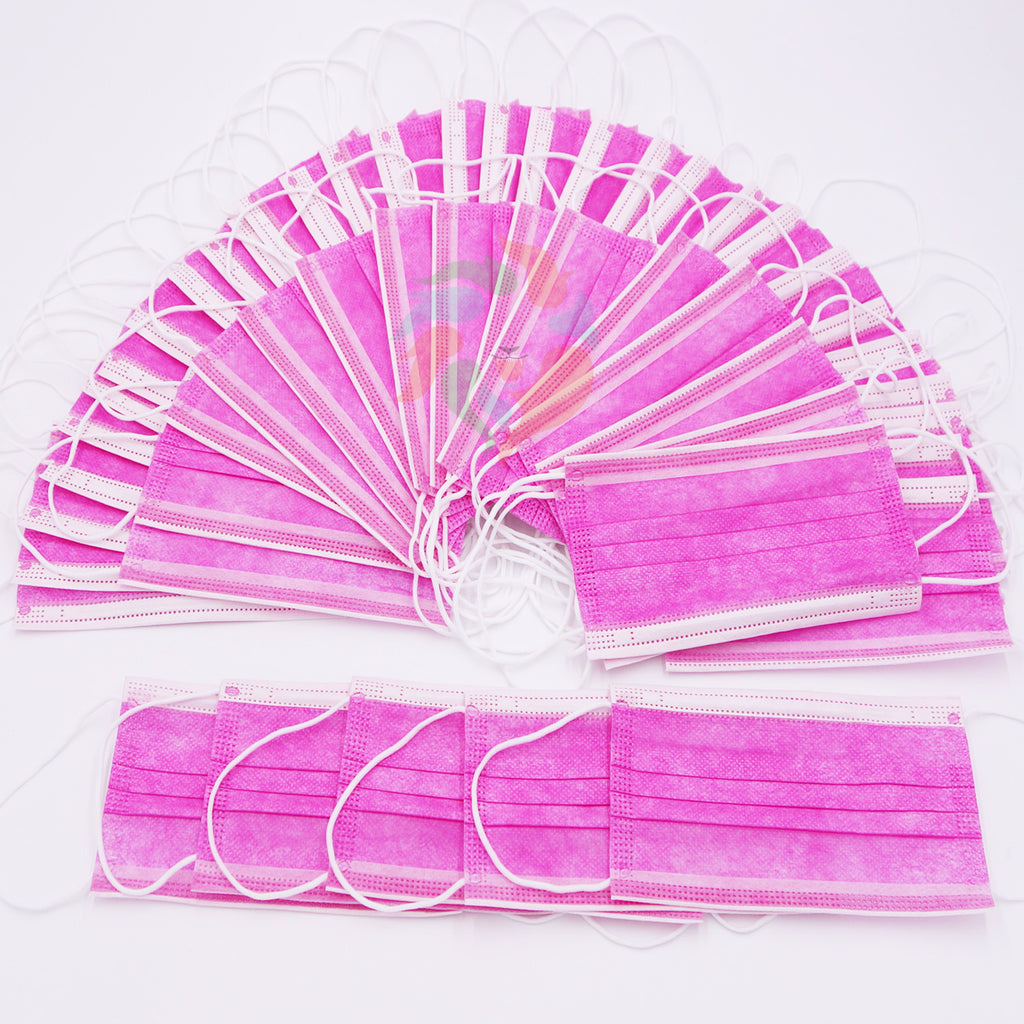 [500 PACK] PINK 3ply Disposable Adult Mask