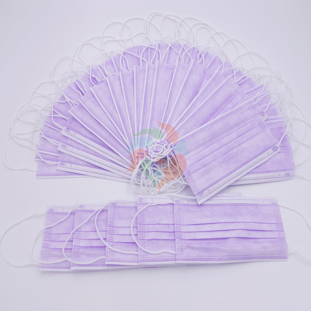 [100 PACK] PURPLE 3ply Disposable AdultMask