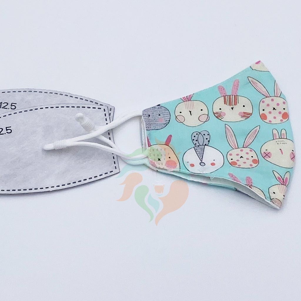 [3 BAG] Bunny Friends Kids Cotton 2 Layer Mask