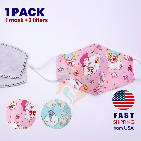 [3 PACK] Red Plaid Cotton Face Mask with Valve + Filters
