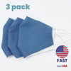 [3 PACK] Light Blue Cotton Double Layer Mask