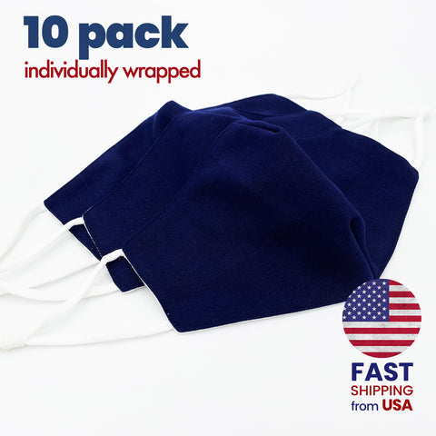 [3 PACK] Navy Blue Cotton Double Layer Mask