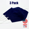 [3 PACK] Navy Blue Cotton Double Layer Mask