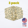 [3 PACK] Botanical Print Cotton Double Layer Mask
