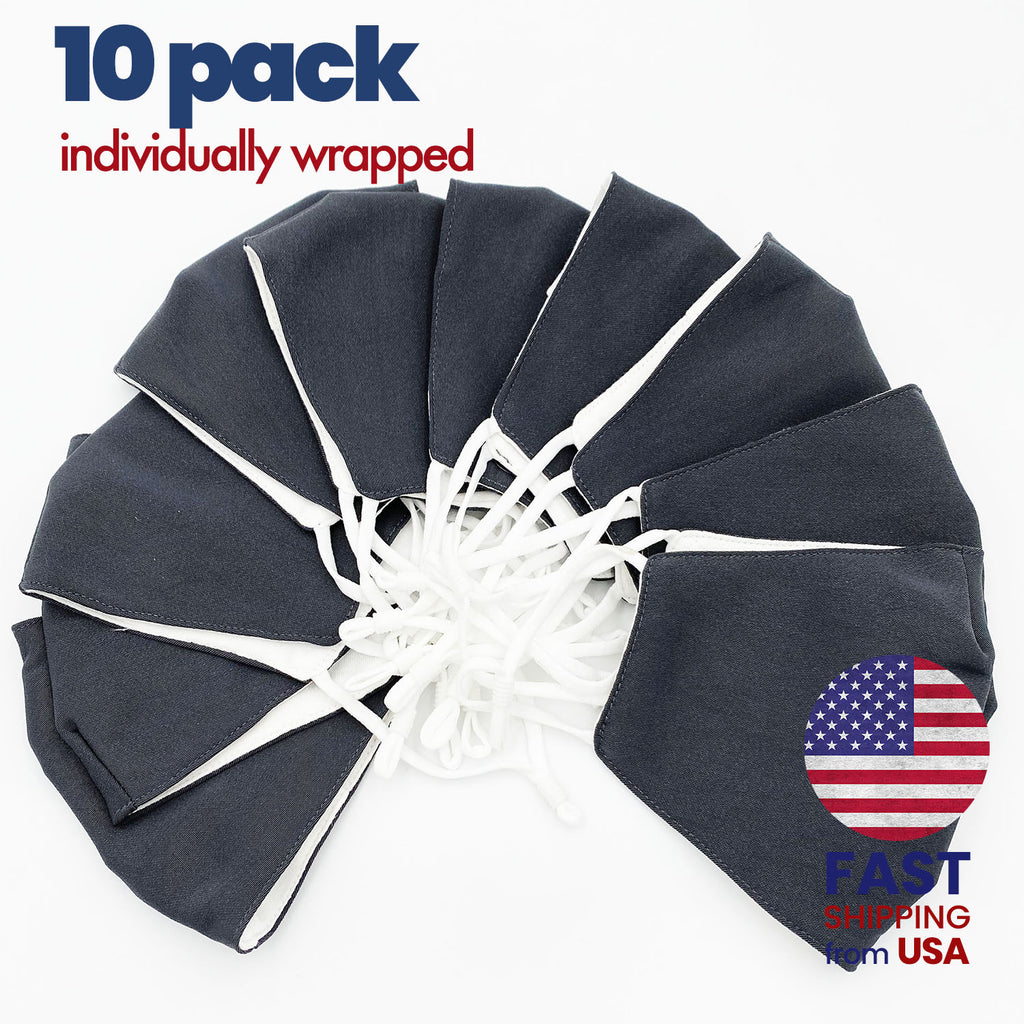 [10 PACK] Charcoal Gray Linen Double Layer Mask